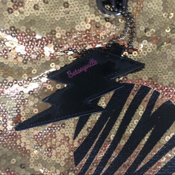 SOLD-Gold Sequins Betsey Johnson tote - Picture 3 of 5